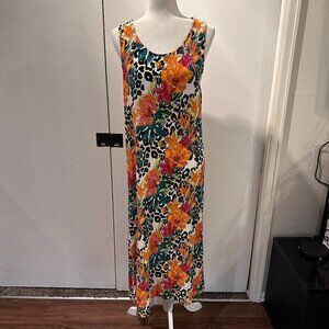 Leopard Print Tropical Dress by Lily Size L